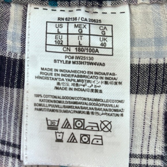 Guess Men's Size Men's Large Plaid Shirt Gauzy Cotton Western Fit Snap Buttons - Picture 6 of 10